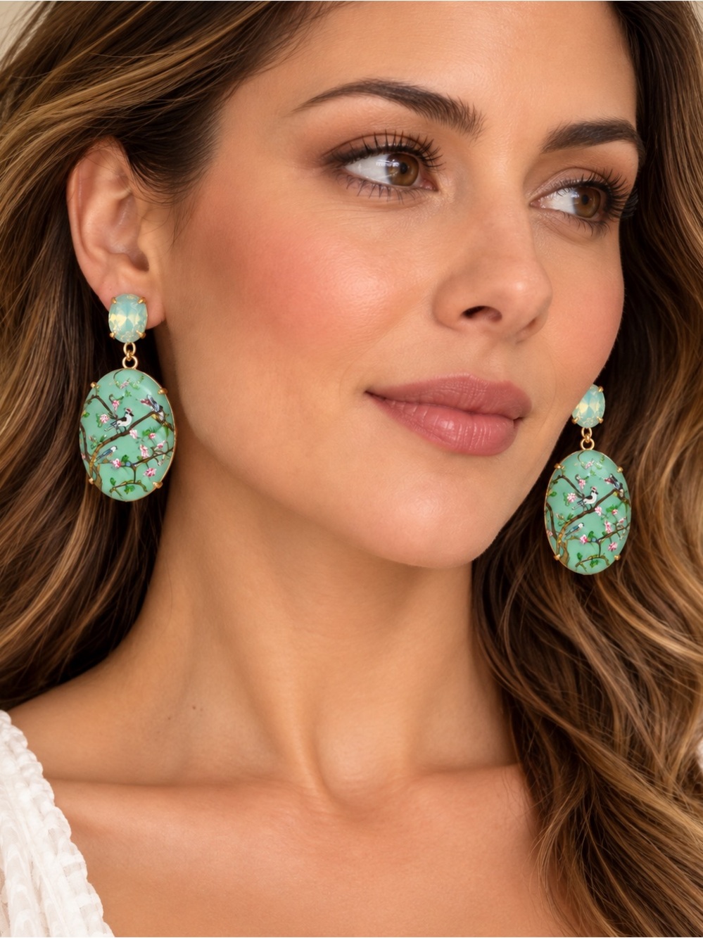 Floral Bird Statement Earrings